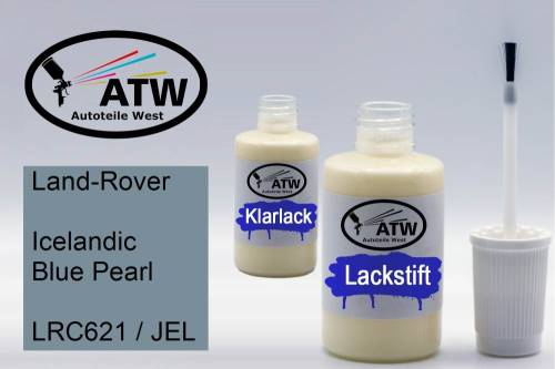 Land-Rover, Icelandic Blue Pearl, LRC621 / JEL: 20ml Lackstift + 20ml Klarlack - Set, von ATW Autoteile West.